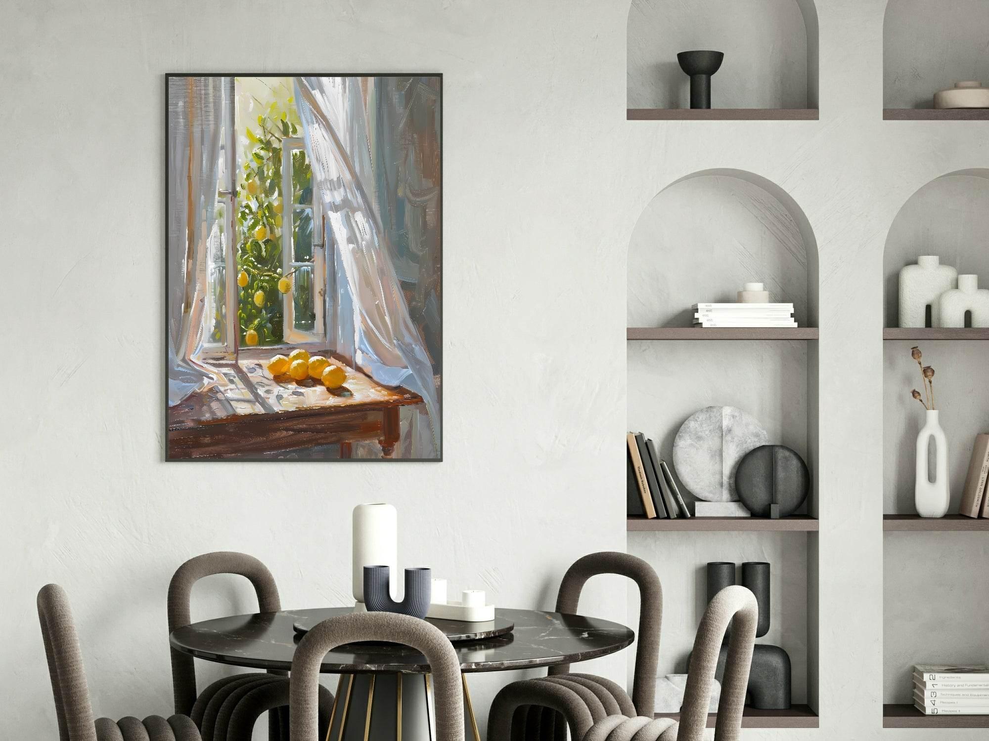 Lemons By An Open Window Print | Kitchen Food Wall Art - Larosier Prints