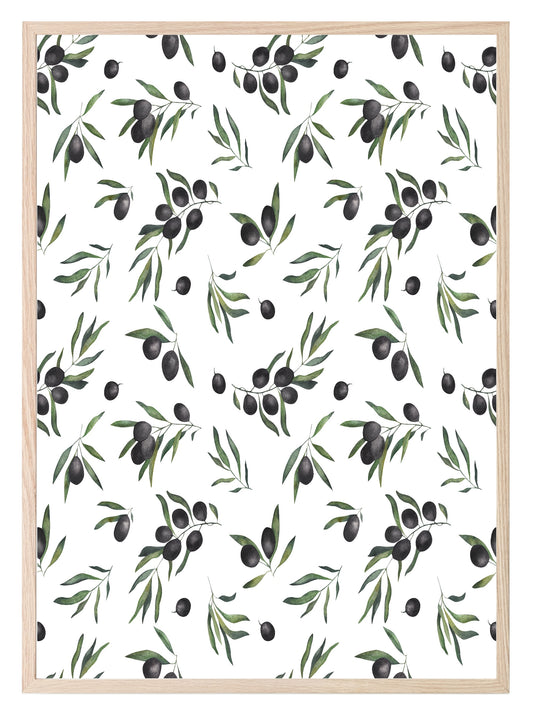 Olives Pattern Print | Kitchen Food Wall Art