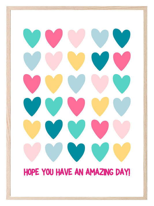 Have A Nice Day Hearts Print | Coquette Wall Art