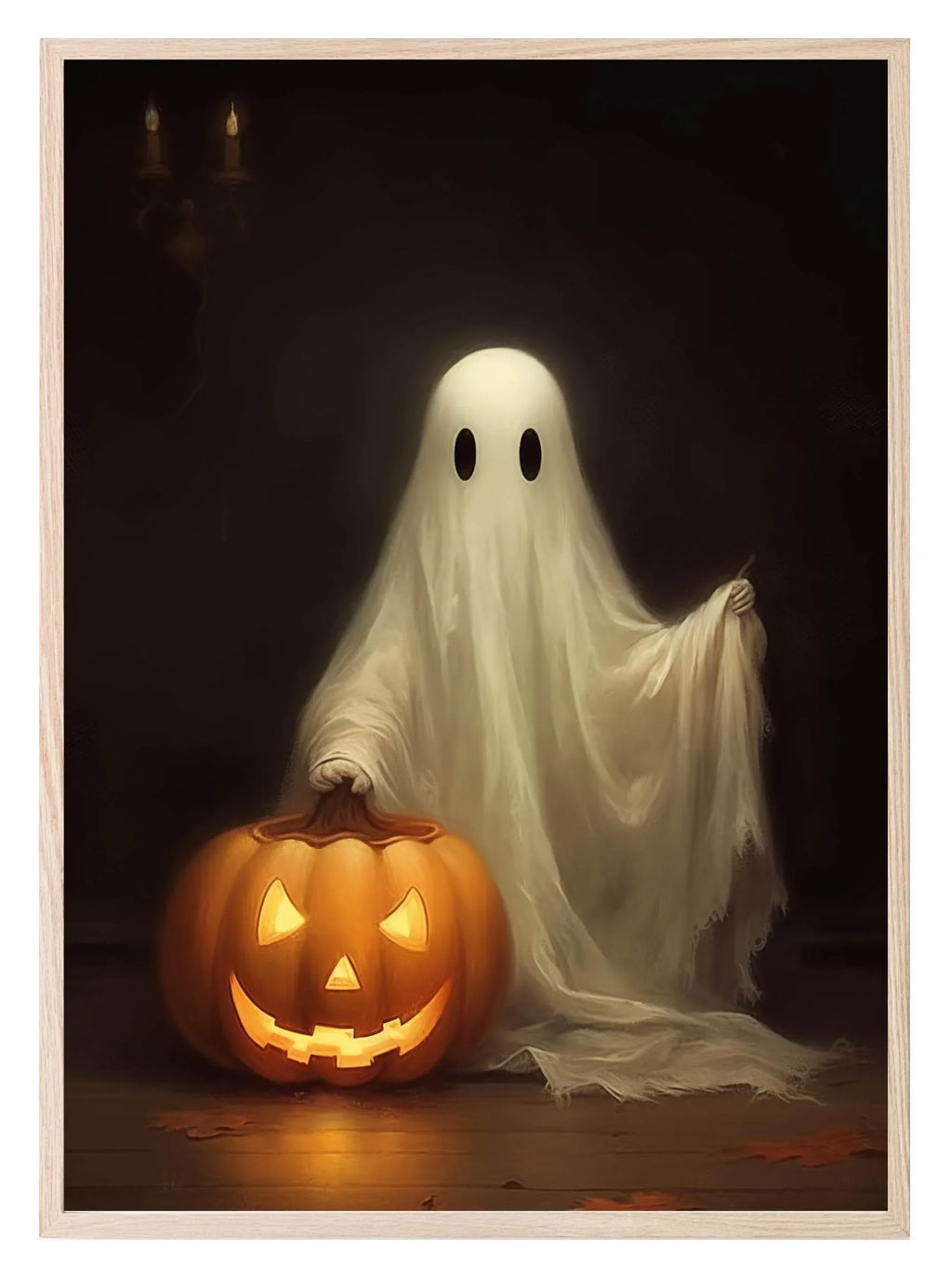 Ghost & Pumpkin Print | Halloween Wall Art - Larosier Prints