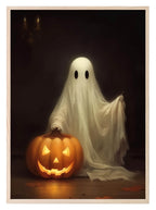 Ghost & Pumpkin Print | Halloween Wall Art - Larosier Prints