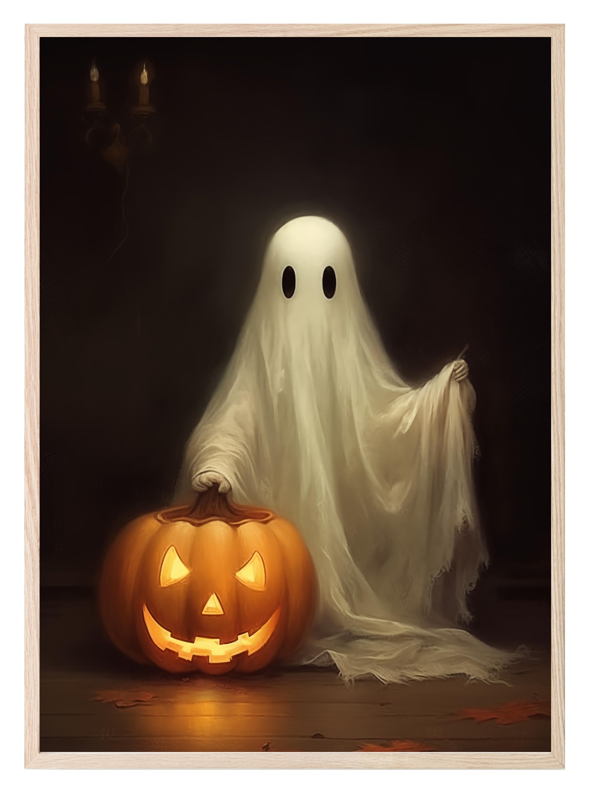 Ghost & Pumpkin Print | Halloween Wall Art