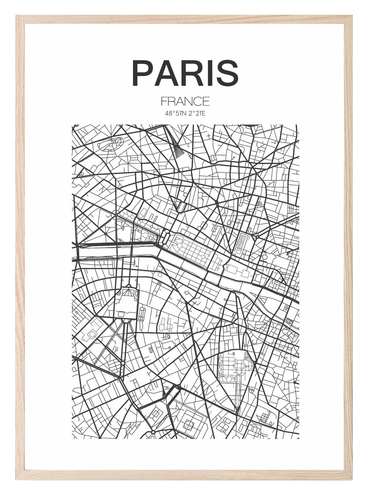 Map of Paris Print II | French Travel Wall Art