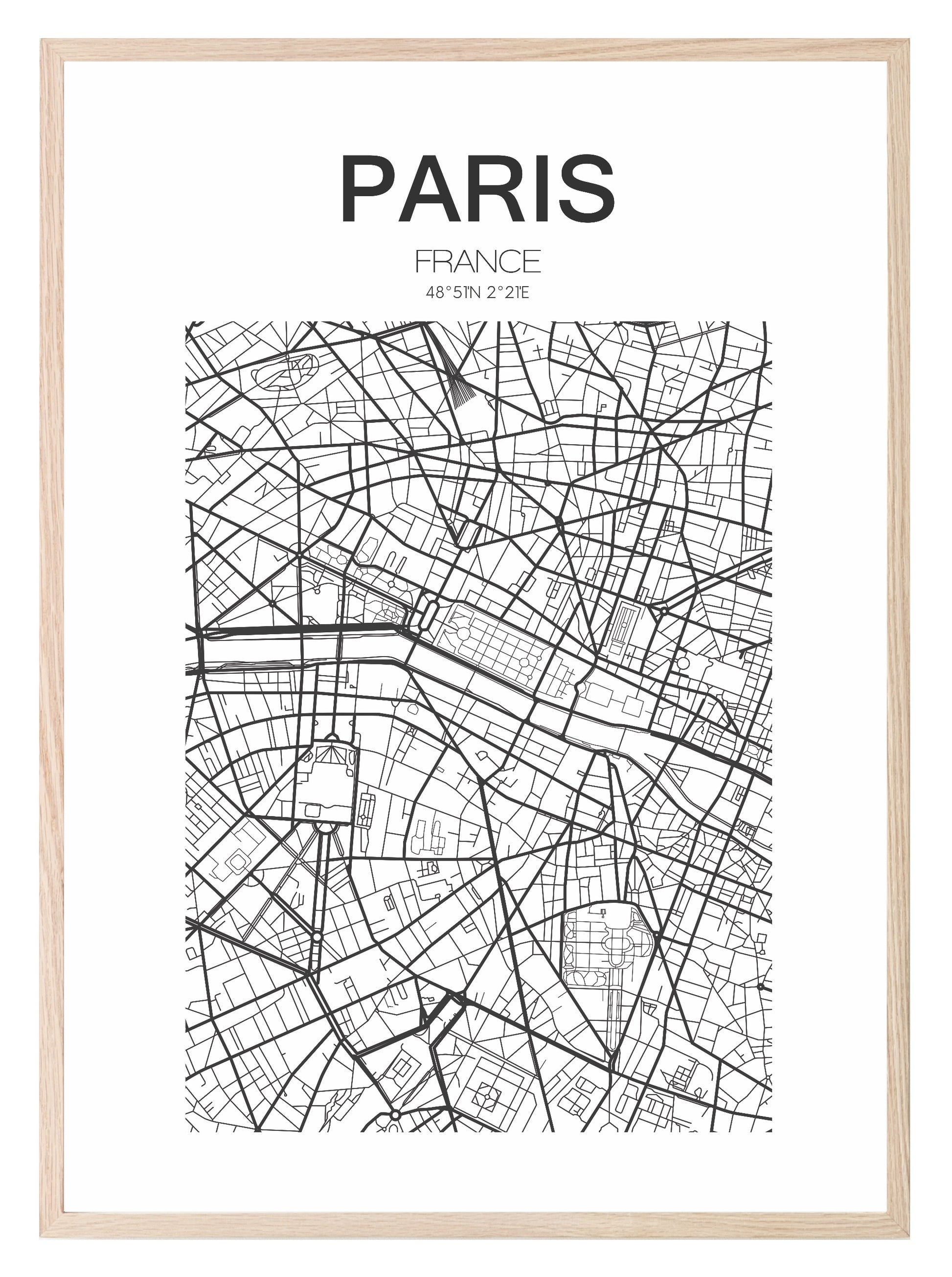 Map of Paris Print II | French Travel Wall Art