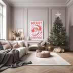 Retro Pink Santa Claus Blowing Bubbles Print | Christmas Wall Art - Larosier Prints