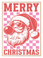 Retro Pink Santa Claus Blowing Bubbles Print | Christmas Wall Art - Larosier Prints