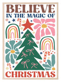 Believe In The Magic Of Christmas Print | Christmas Tree | Floral | Christmas Wall Art - Larosier Prints
