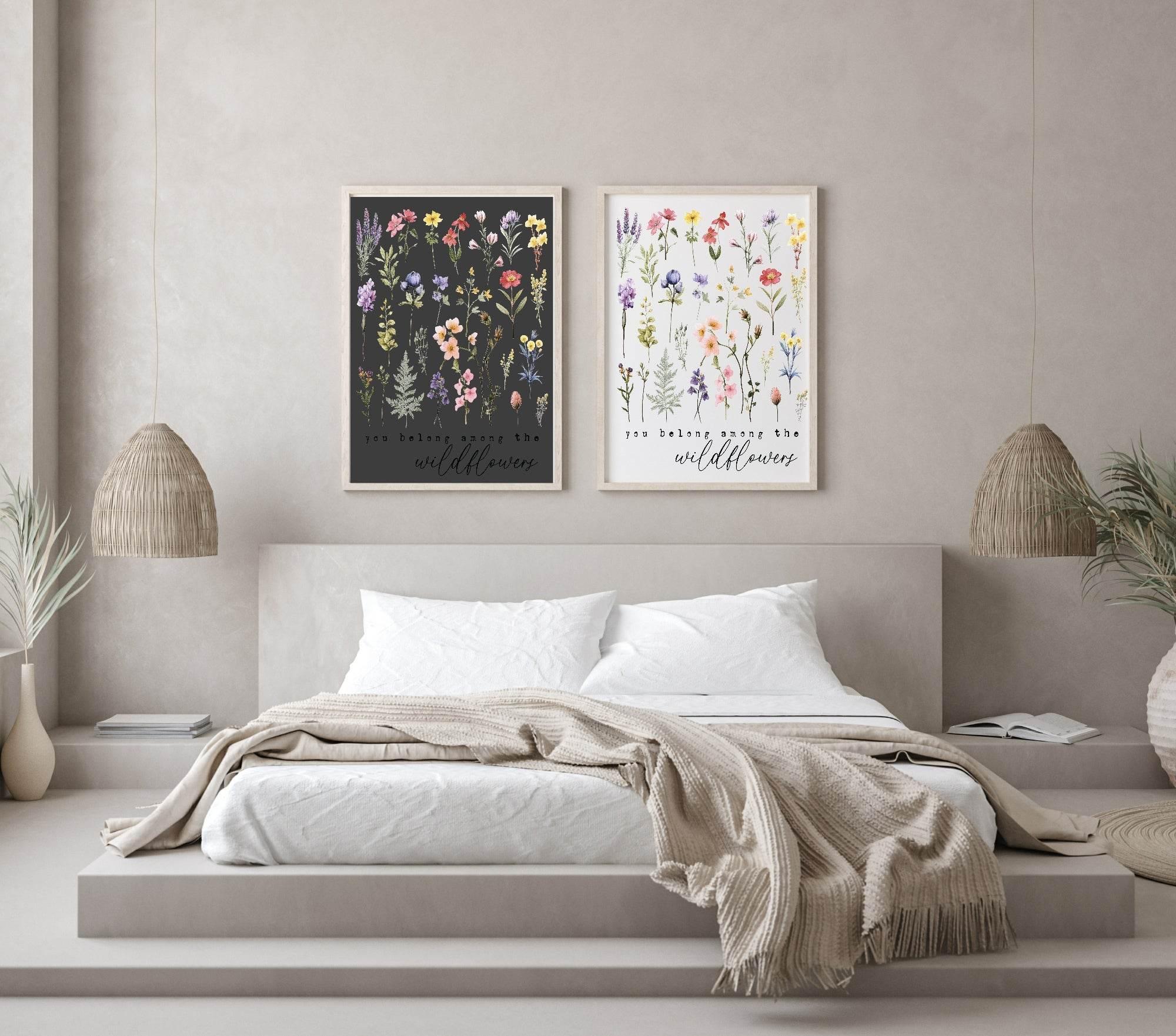 You Belong Among The Wild Flowers Print | Floral Wall Art | Light & Dark Background - Larosier Prints