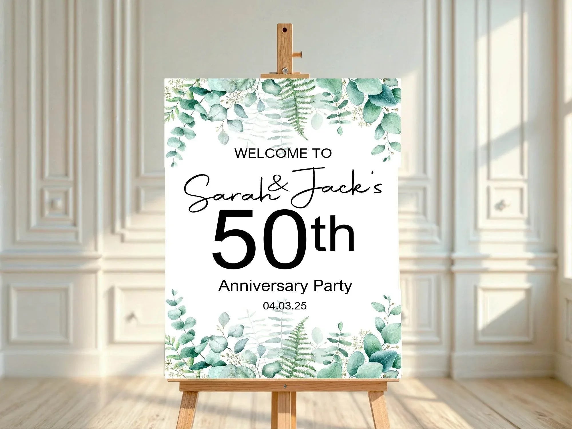 Eucalyptus Welcome Anniversary Party Sign - Larosier Prints