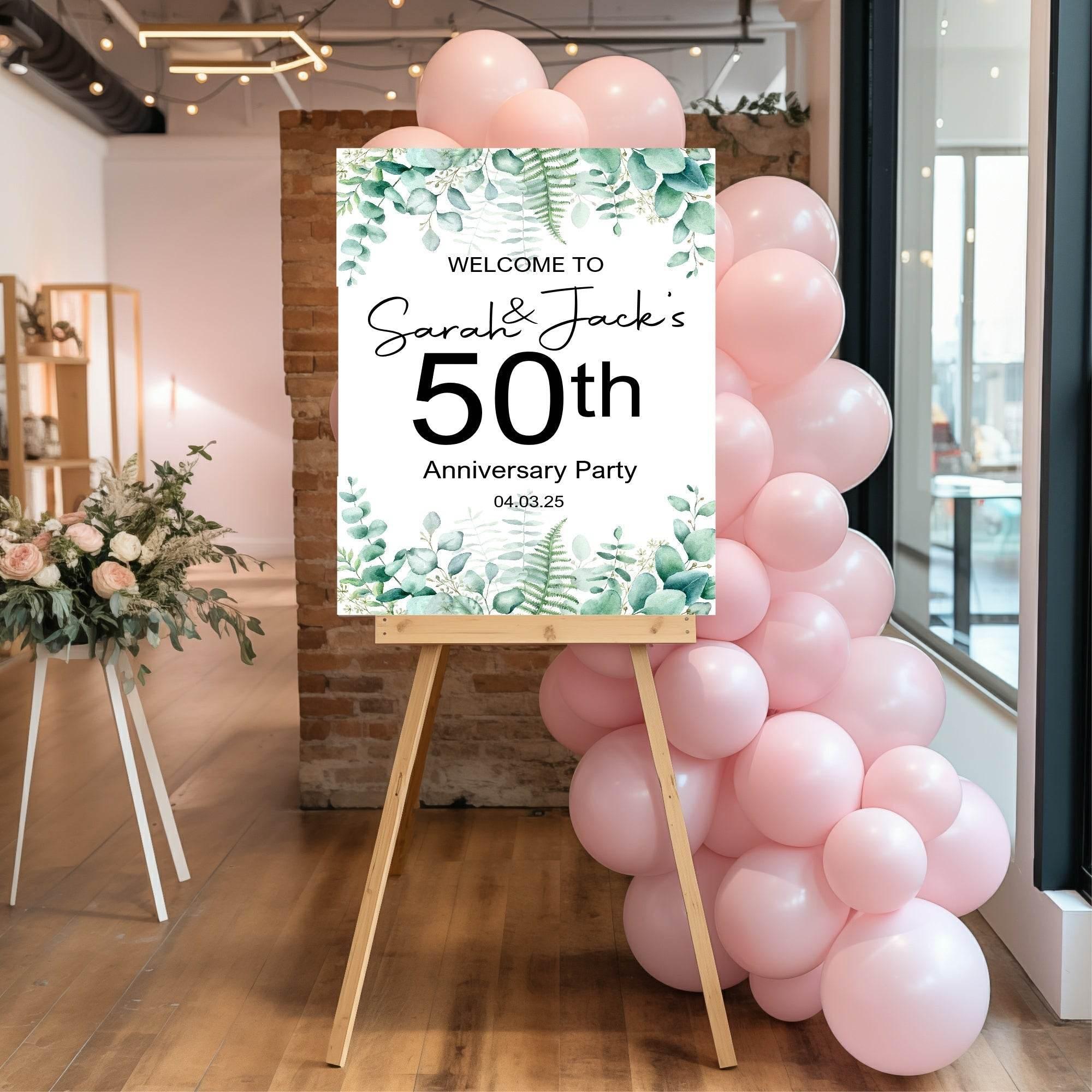 Eucalyptus Welcome Anniversary Party Sign - Larosier Prints