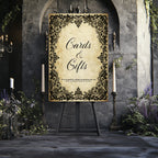 Black Lace Wedding Cards & Gifts Sign