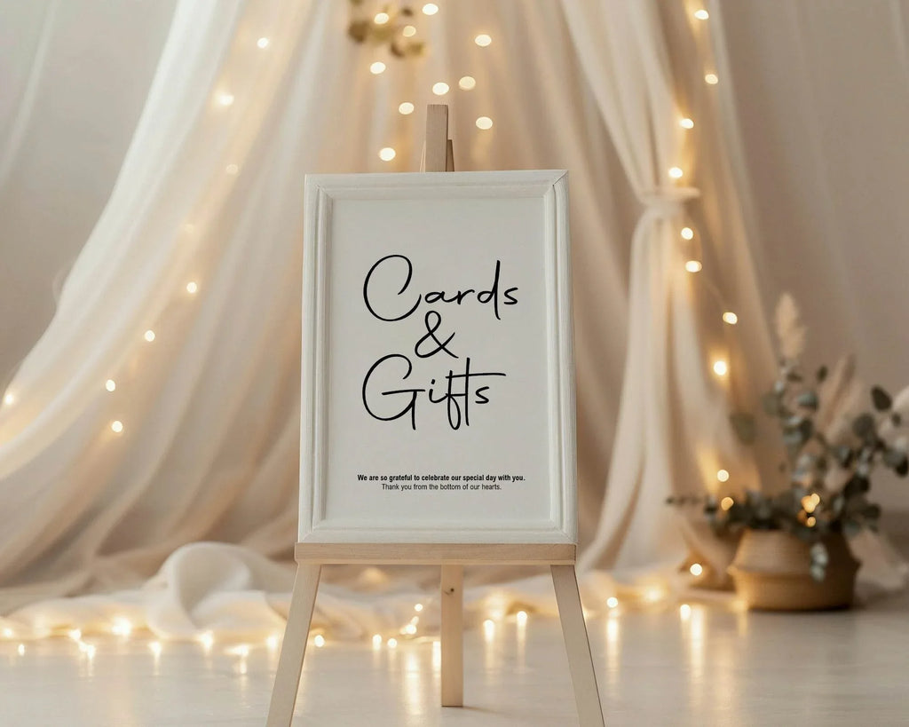 Minimalist Cards & Gifts Wedding Party Sign - Larosier Prints