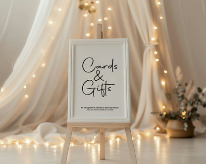 Minimalist Cards & Gifts Wedding Sign | Black & White