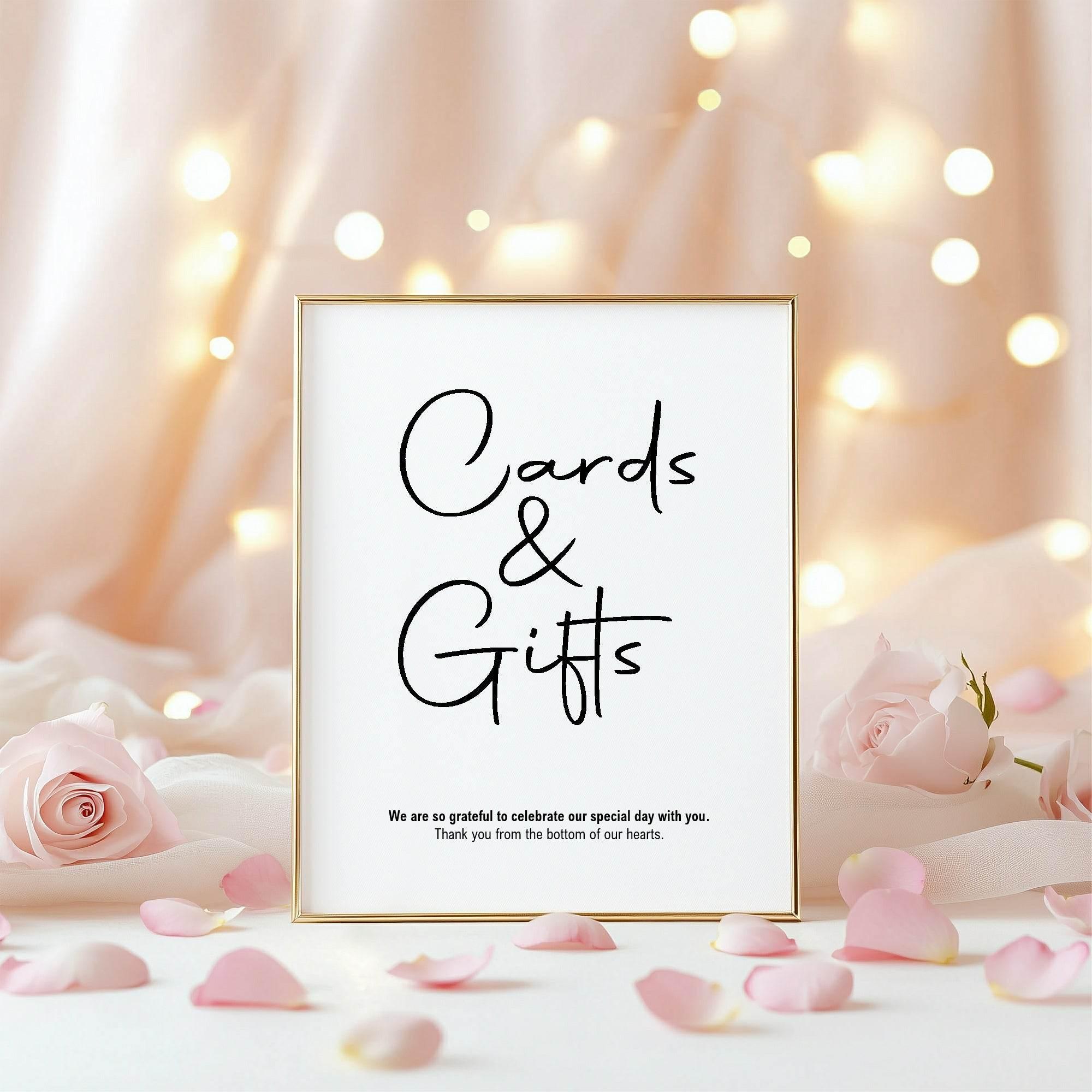 Minimalist Cards & Gifts Wedding Party Sign - Larosier Prints