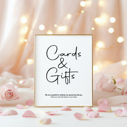 Minimalist Cards & Gifts Wedding Sign | Black & White