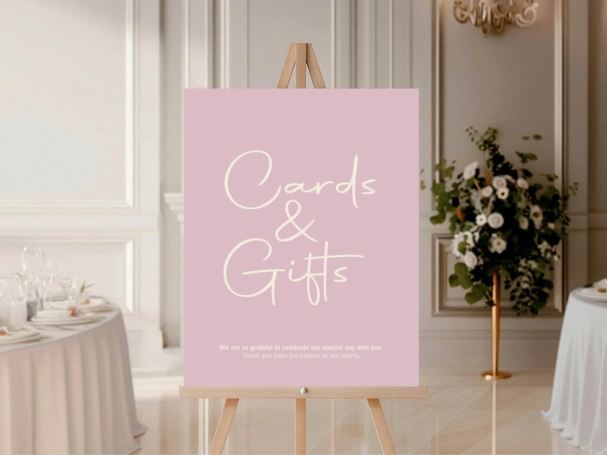 Dusky Pink Cards & Gifts Wedding Party Sign - Larosier Prints