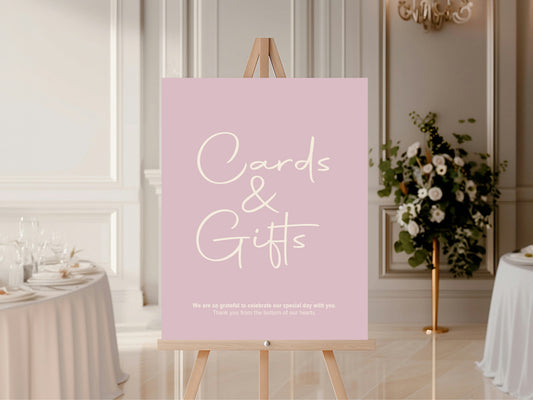 Dusky Pink Cards & Gifts Wedding Party Sign