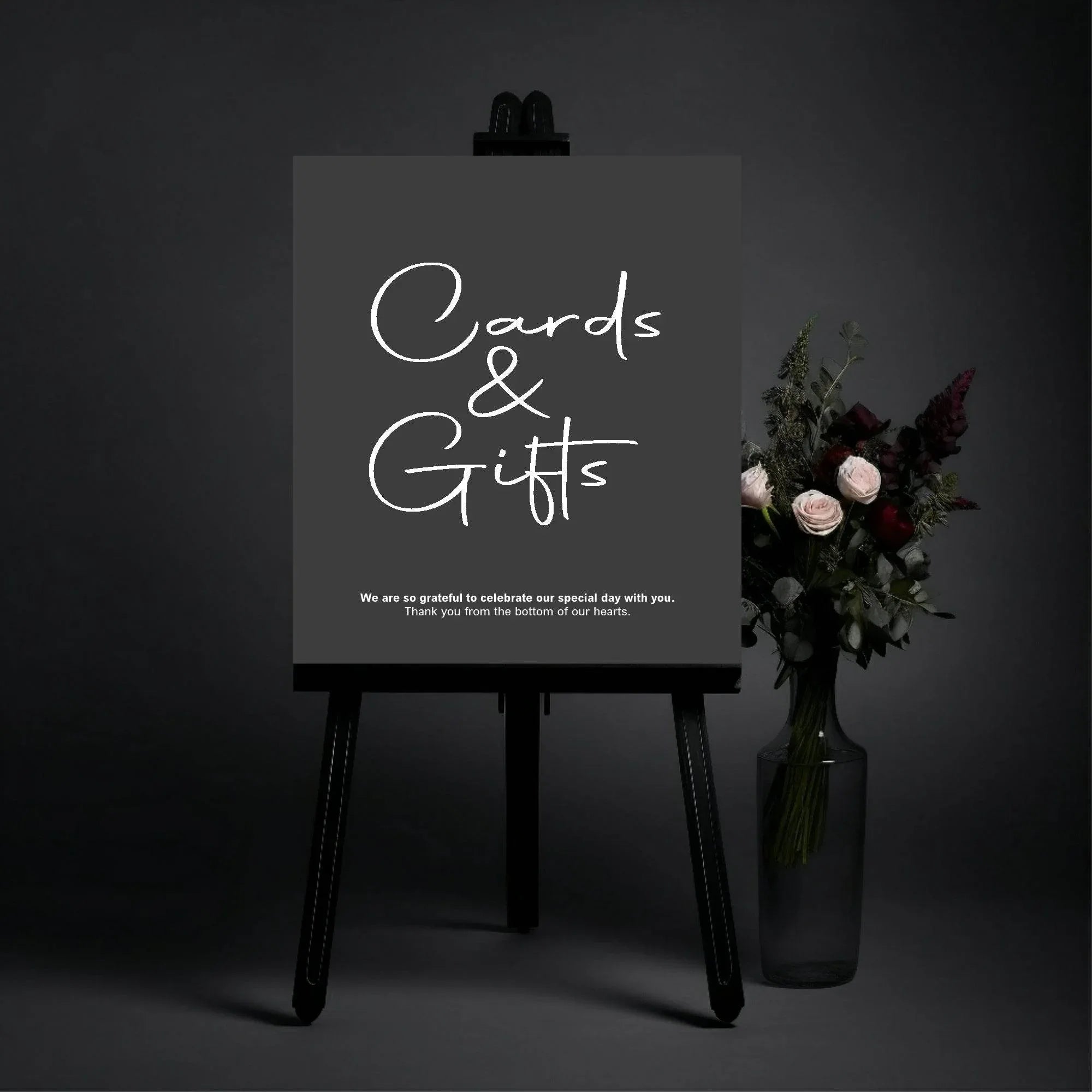 Minimalist Noir Cards & Gifts Wedding Party Sign - Larosier Prints