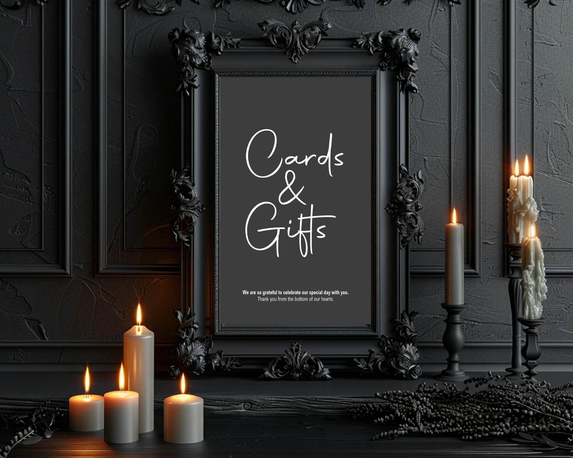 Minimalist Noir Cards & Gifts Wedding Party Sign - Larosier Prints