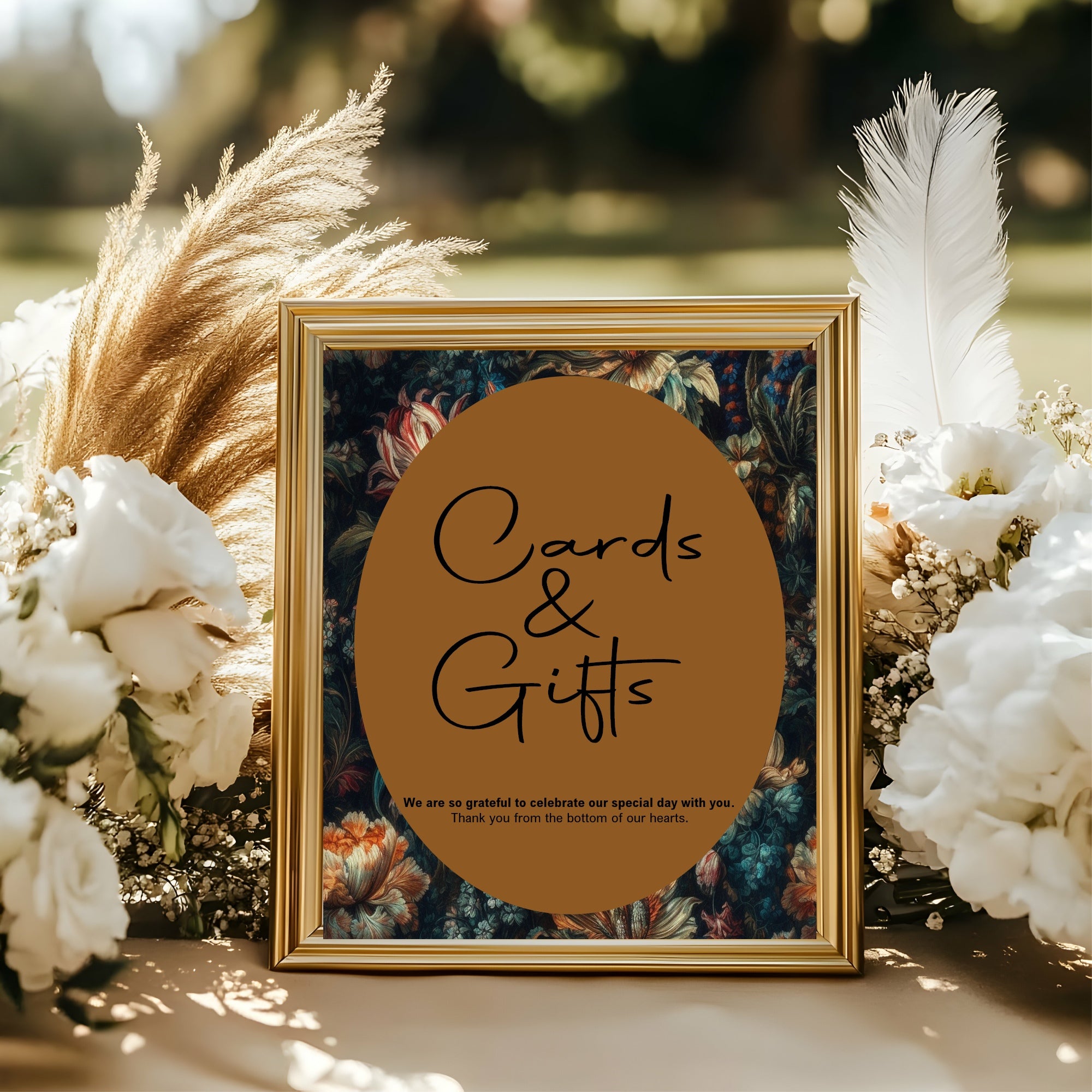 Moody Floral Wedding Unplugged Sign