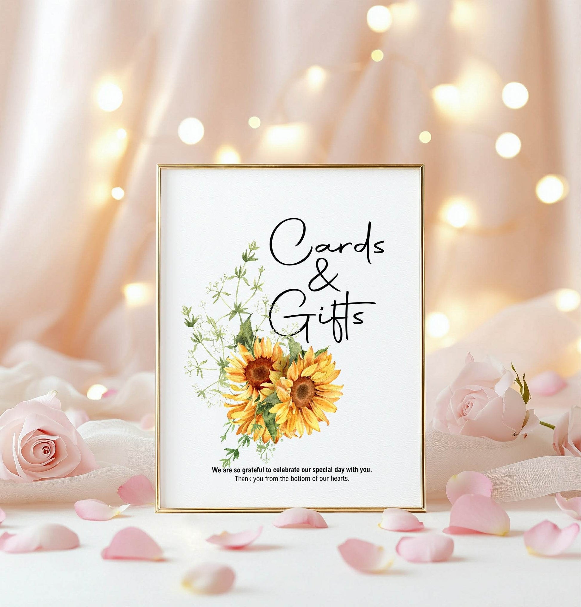 Sunflower Cards & Gifts Wedding Party Sign