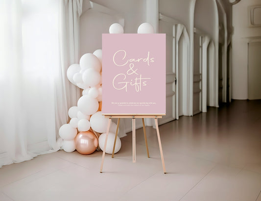 Dusky Pink Cards & Gifts Wedding Party Sign