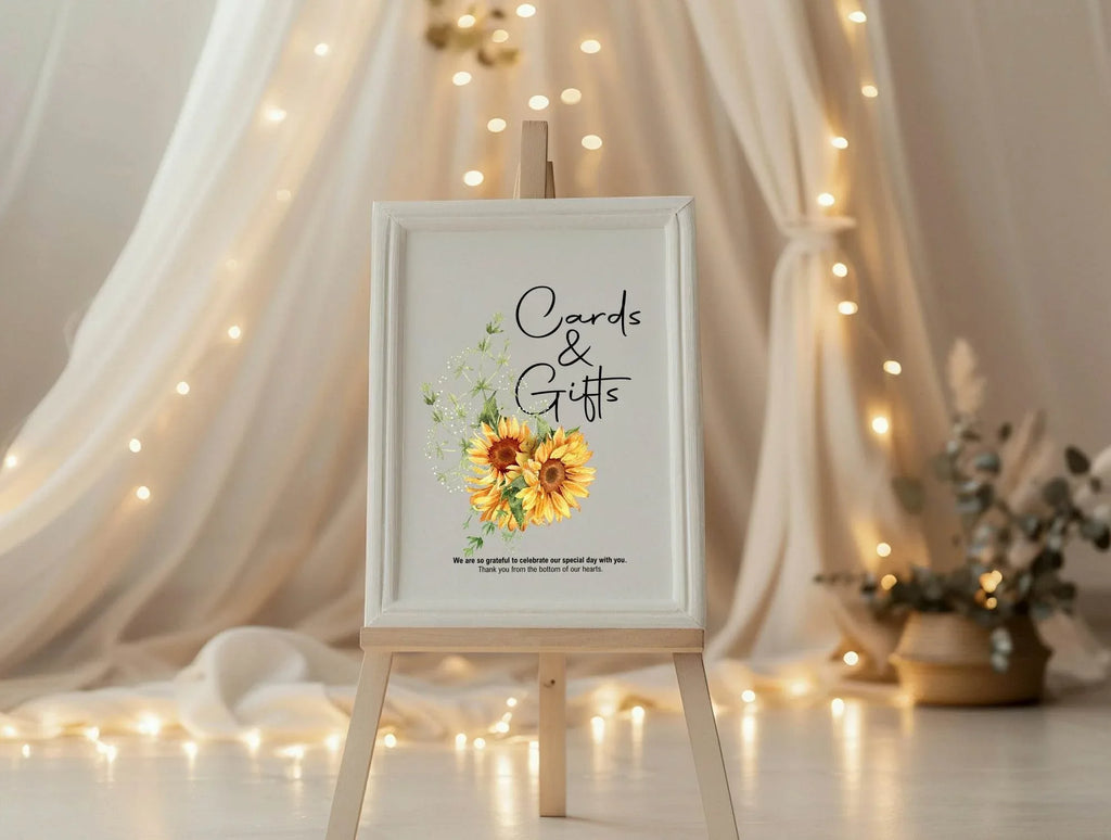 Sunflower Cards & Gifts Wedding Party Sign - Larosier Prints
