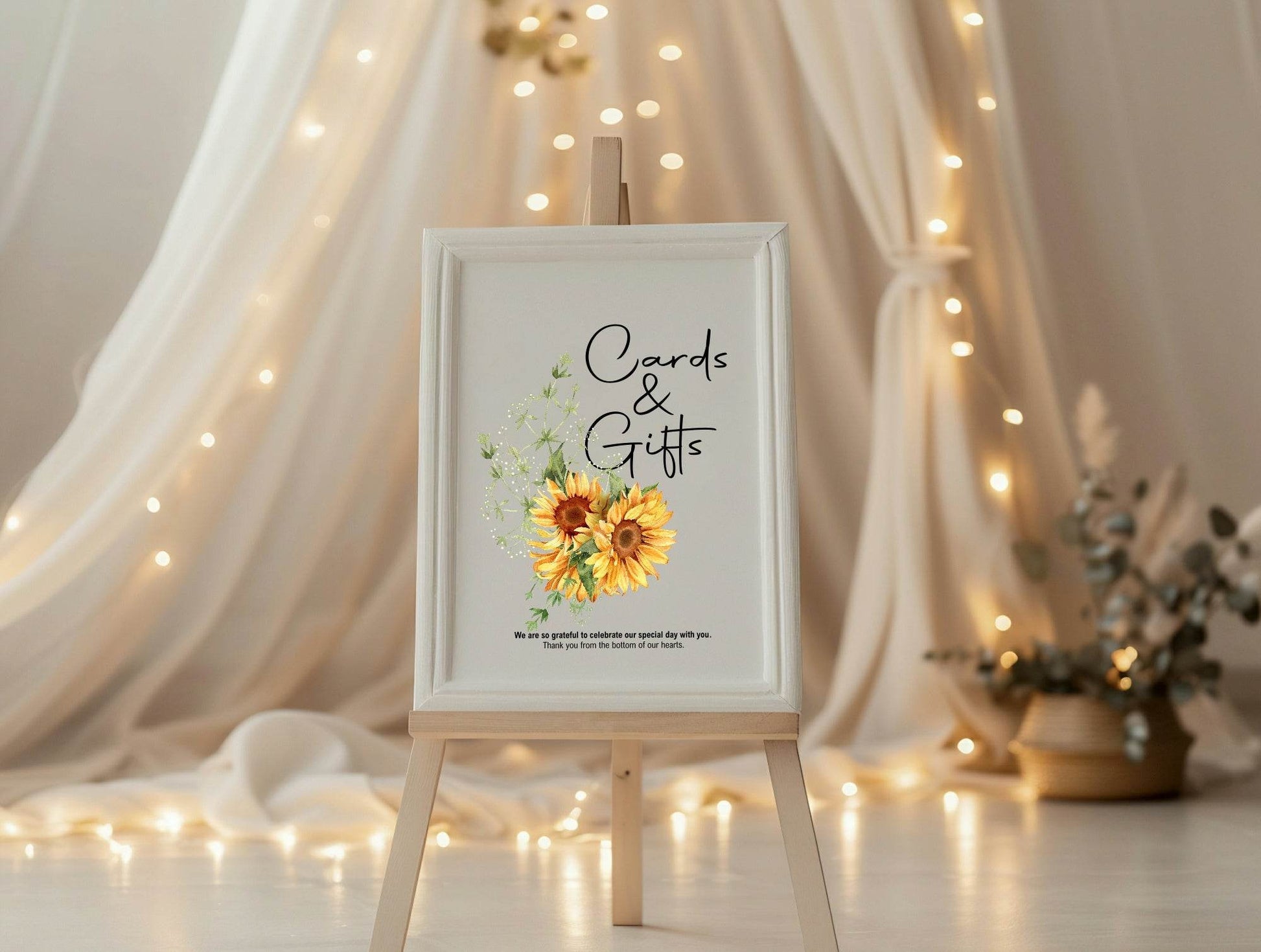 Sunflower Cards & Gifts Wedding Party Sign