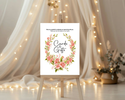 Pink Rose Cards & Gifts Wedding Sign