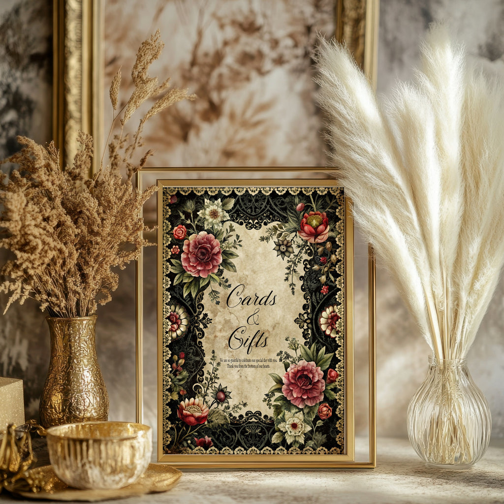 Gothic Floral Wedding Vow Books Set Of 2