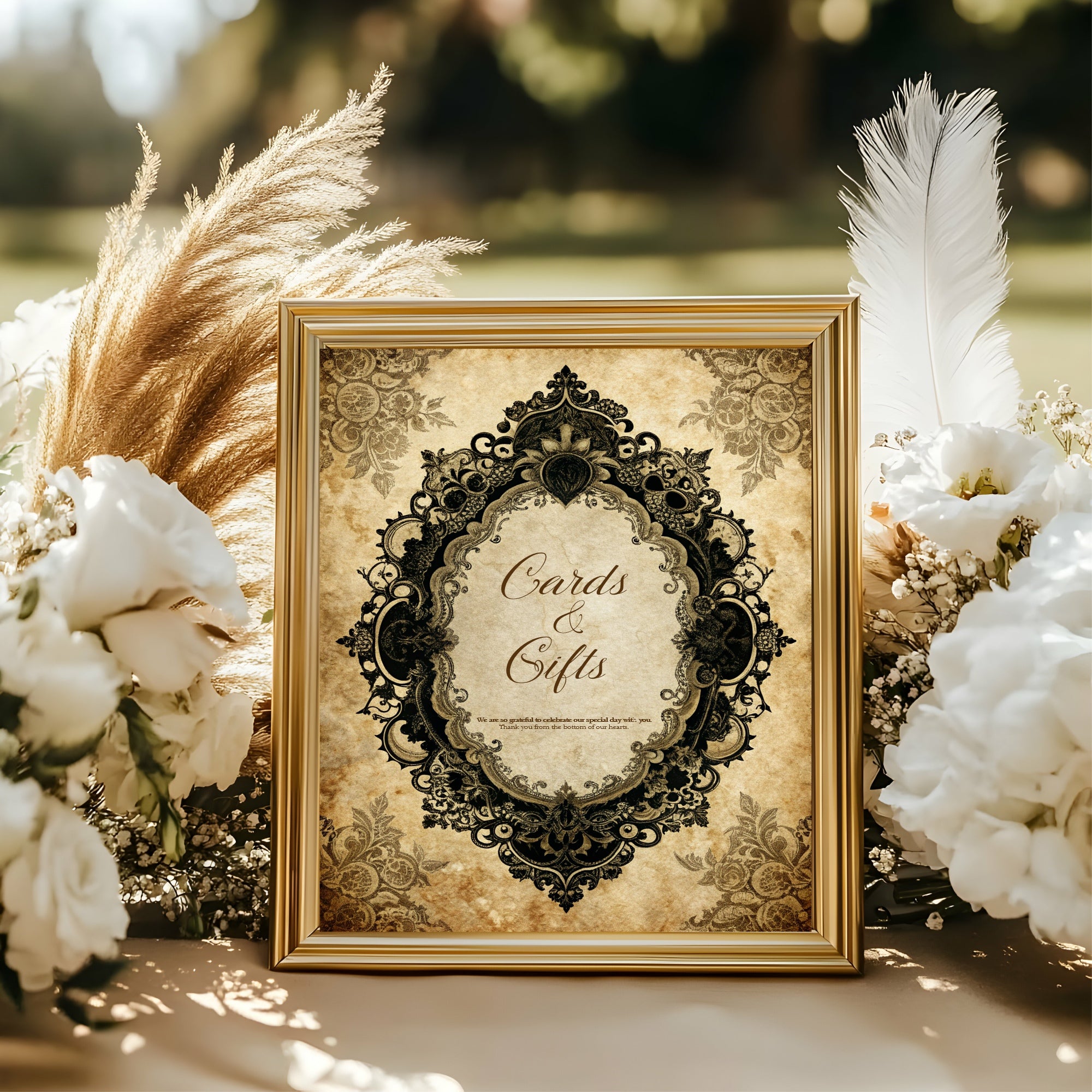 Lace Oval Wedding Cards & Gifts Sign
