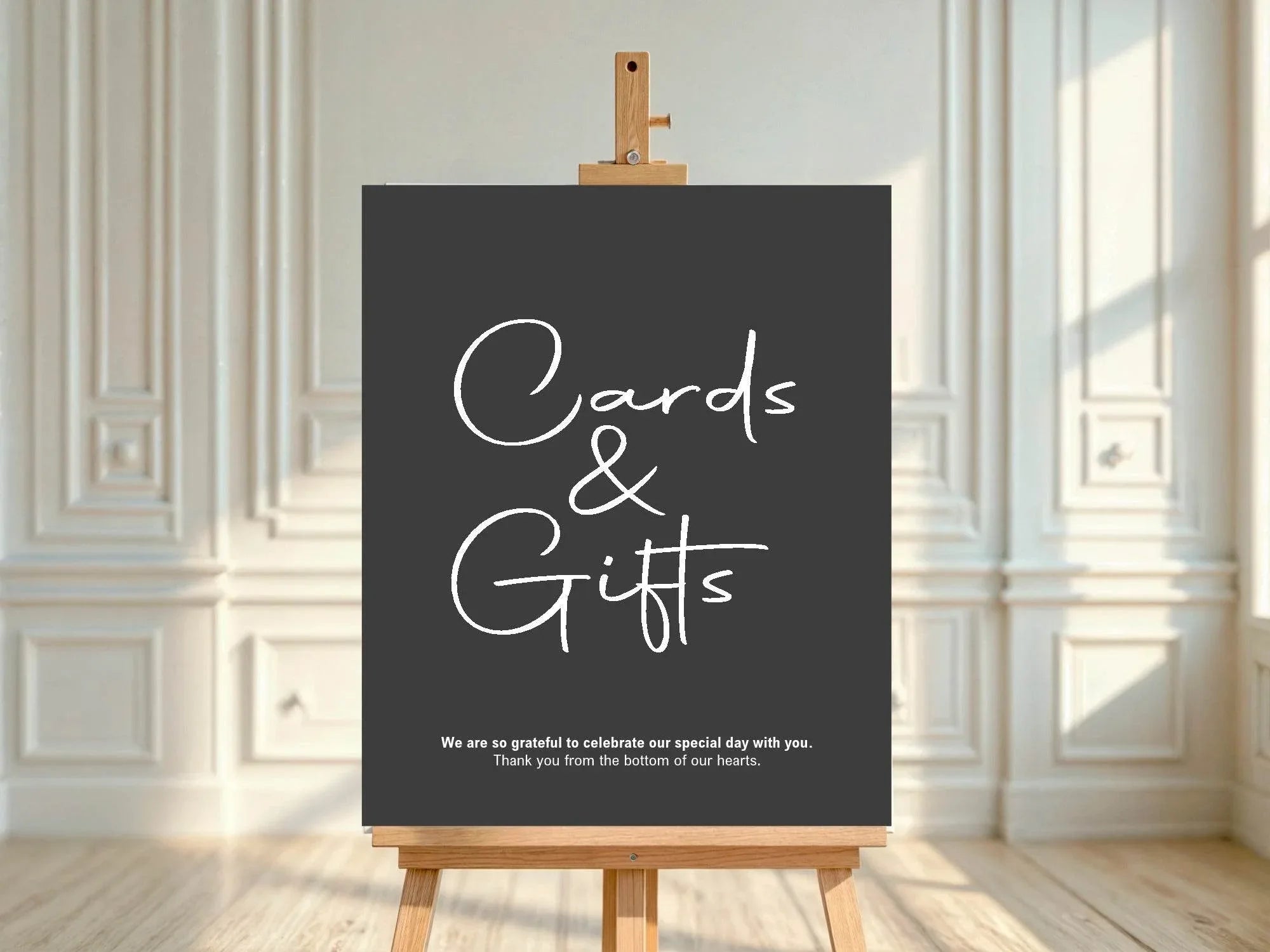 Minimalist Noir Cards & Gifts Wedding Party Sign - Larosier Prints