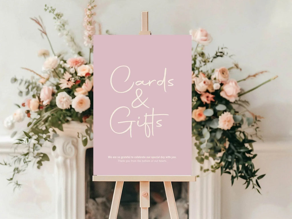 Dusky Pink Cards & Gifts Wedding Party Sign - Larosier Prints