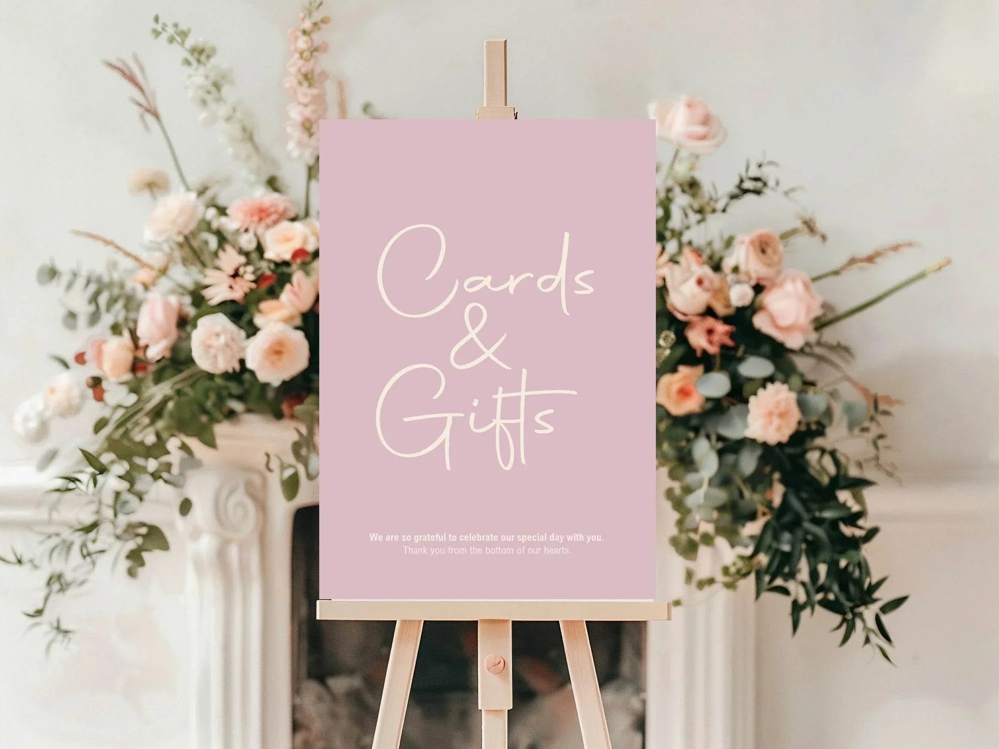 Dusky Pink Cards & Gifts Wedding Party Sign - Larosier Prints