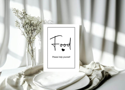 Minimalist Food Baby Shower Party Sign | Black & White