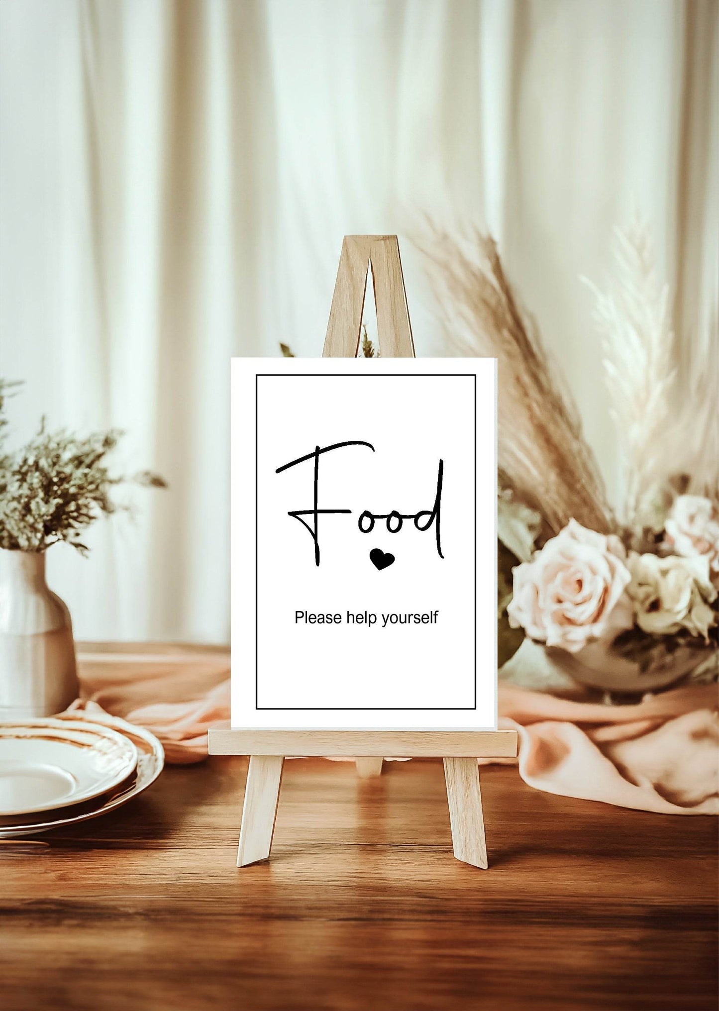 Minimalist Food Baby Shower Party Sign | Black & White