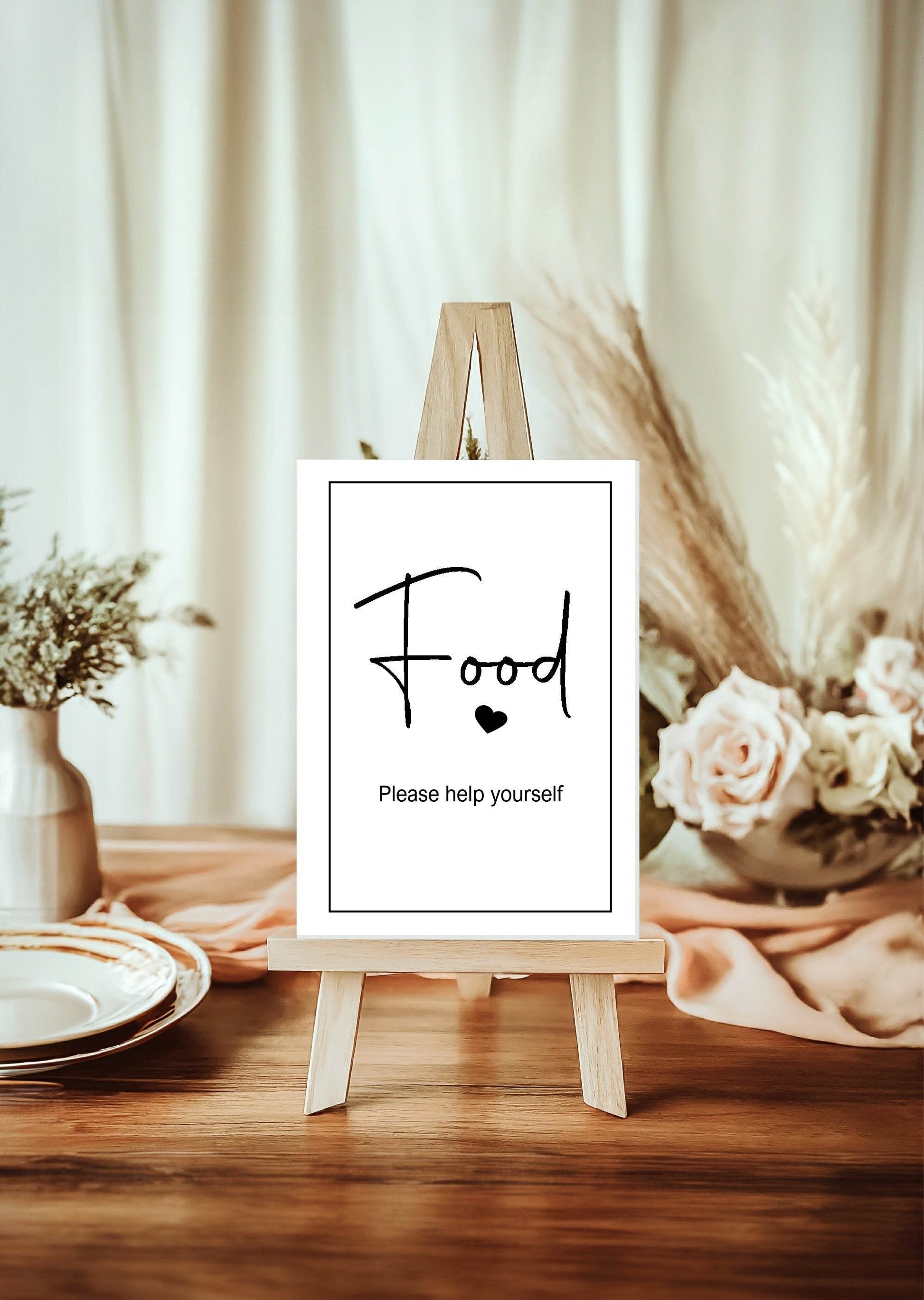 Minimalist Food Baby Shower Party Sign | Black & White