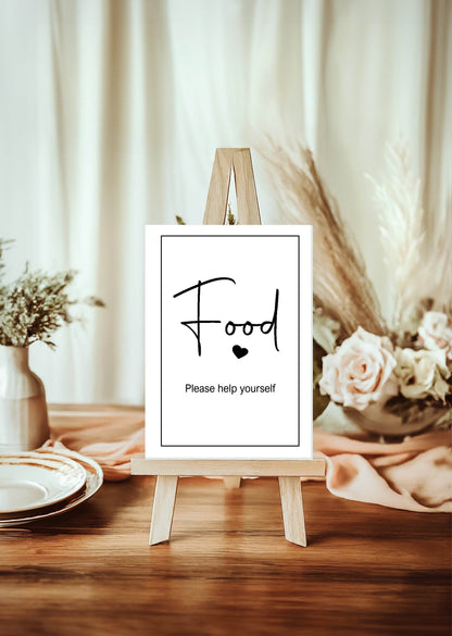 Minimalist Food Baby Shower Party Sign | Black & White