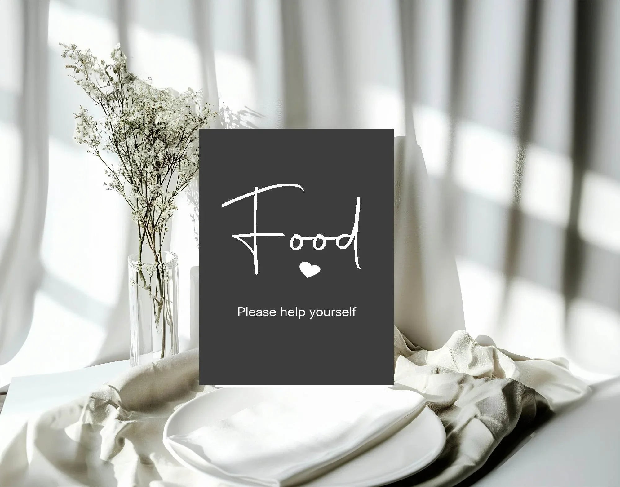 Minimalist Noir Food Baby Shower Party Sign - Larosier Prints