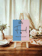 Oh Baby custom baby shower party sign example: Oh Baby Food Baby Shower Party Sign | Blue & Pink