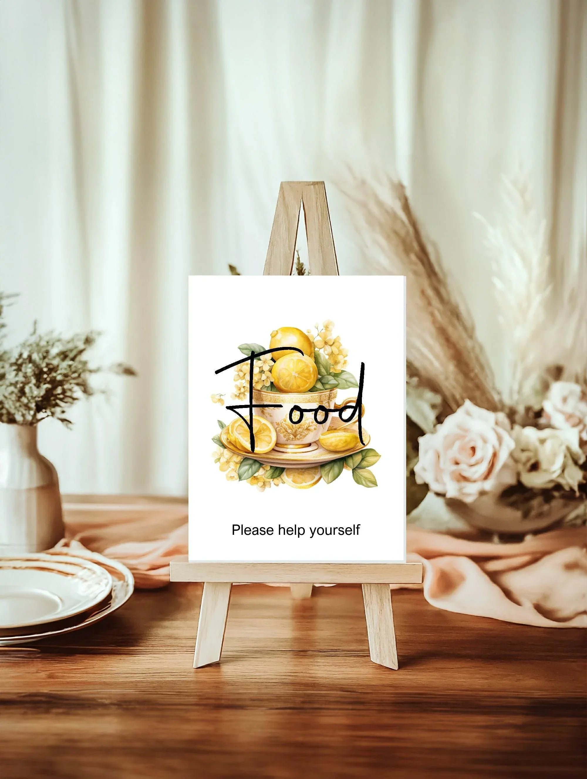 Lemon Tea Food Baby Shower Party Sign - Larosier Prints