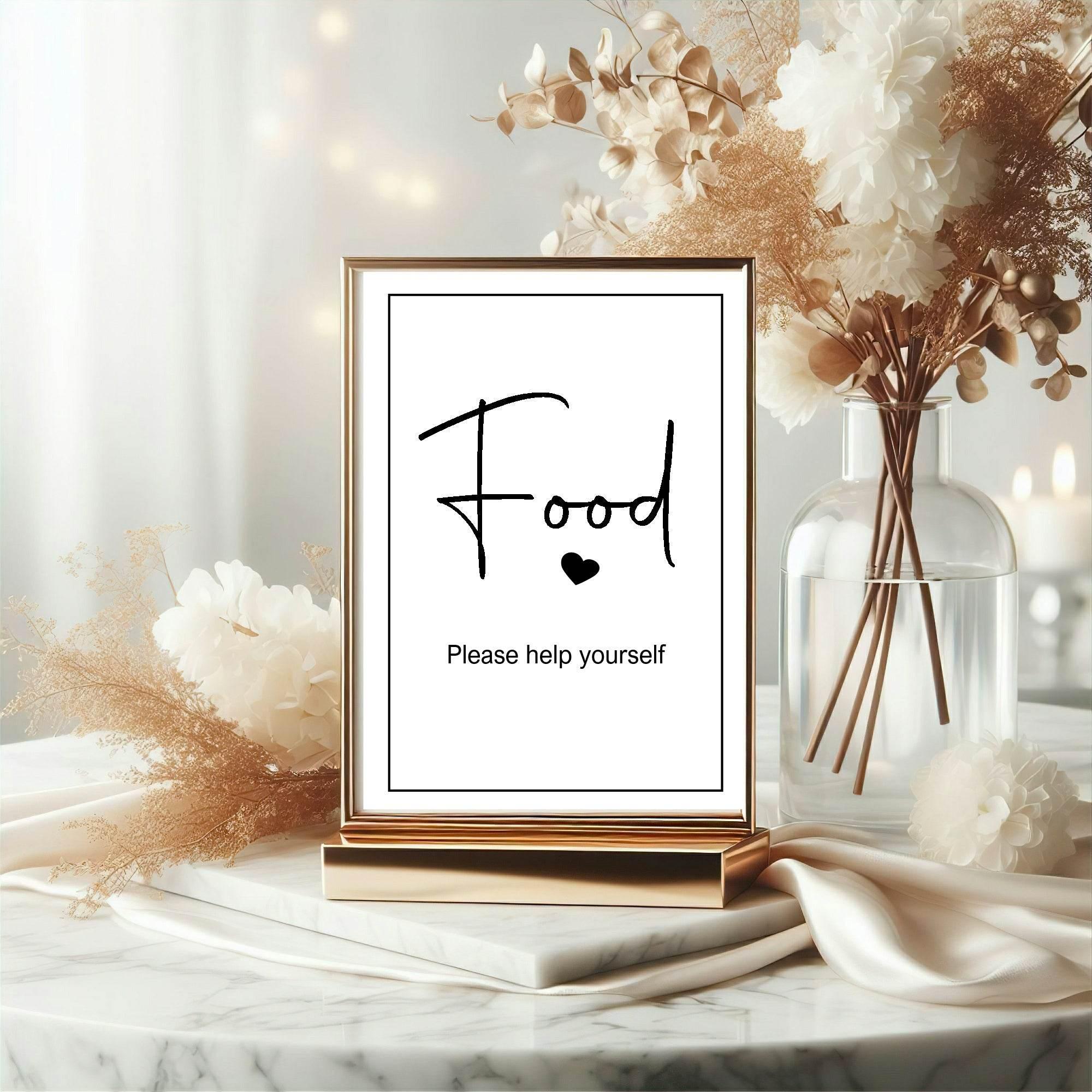 Minimalist Food Baby Shower Party Sign | Black & White - Larosier Prints