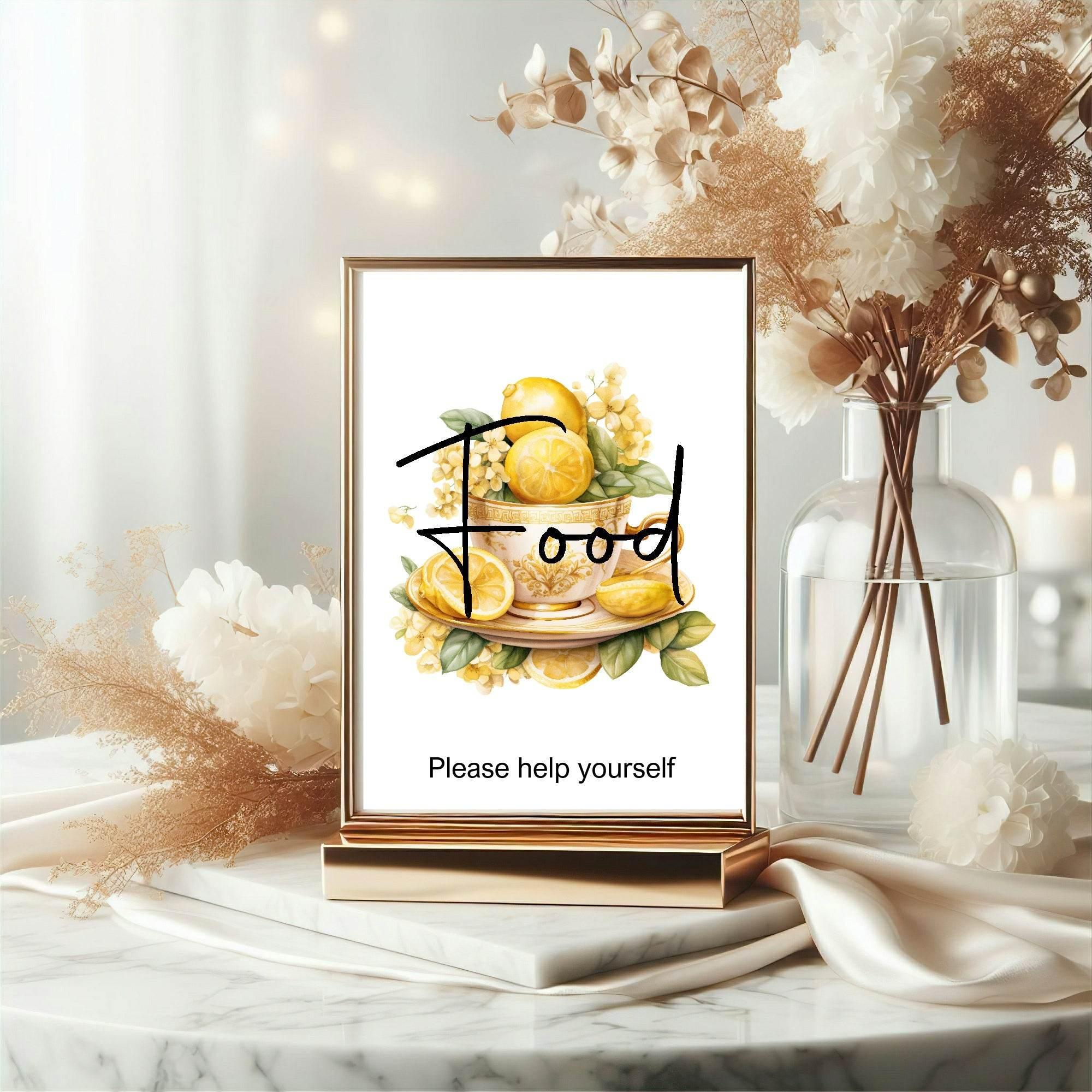 Lemon Tea Food Baby Shower Party Sign - Larosier Prints