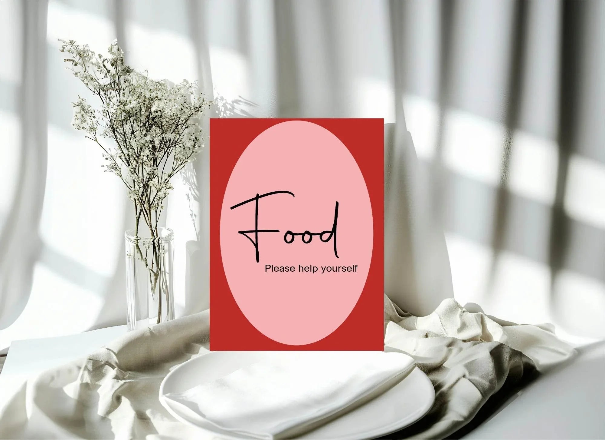 Red & Pink Food Baby Shower Party Sign - Larosier Prints