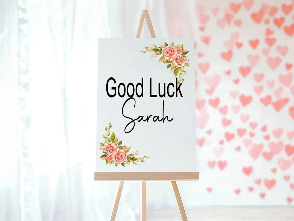 Pink Rose Good Luck Party Sign - Larosier Prints