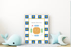 Blue Checked & Stars Square Breathing Poster | Emotional Support Tool Wall Art