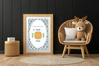 Blue Football Square Breathing Poster | Emotional Support Tool Wall Art