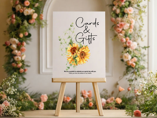 Sunflower Cards & Gifts Wedding Party Sign
