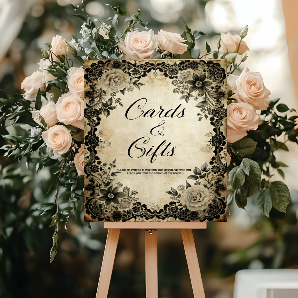 Black Rose Wedding Table Plan Seating Chart Sign