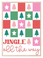 Jingle All The Way Print | Christmas Trees And Stars Patterns | Christmas Wall Art - Larosier Prints